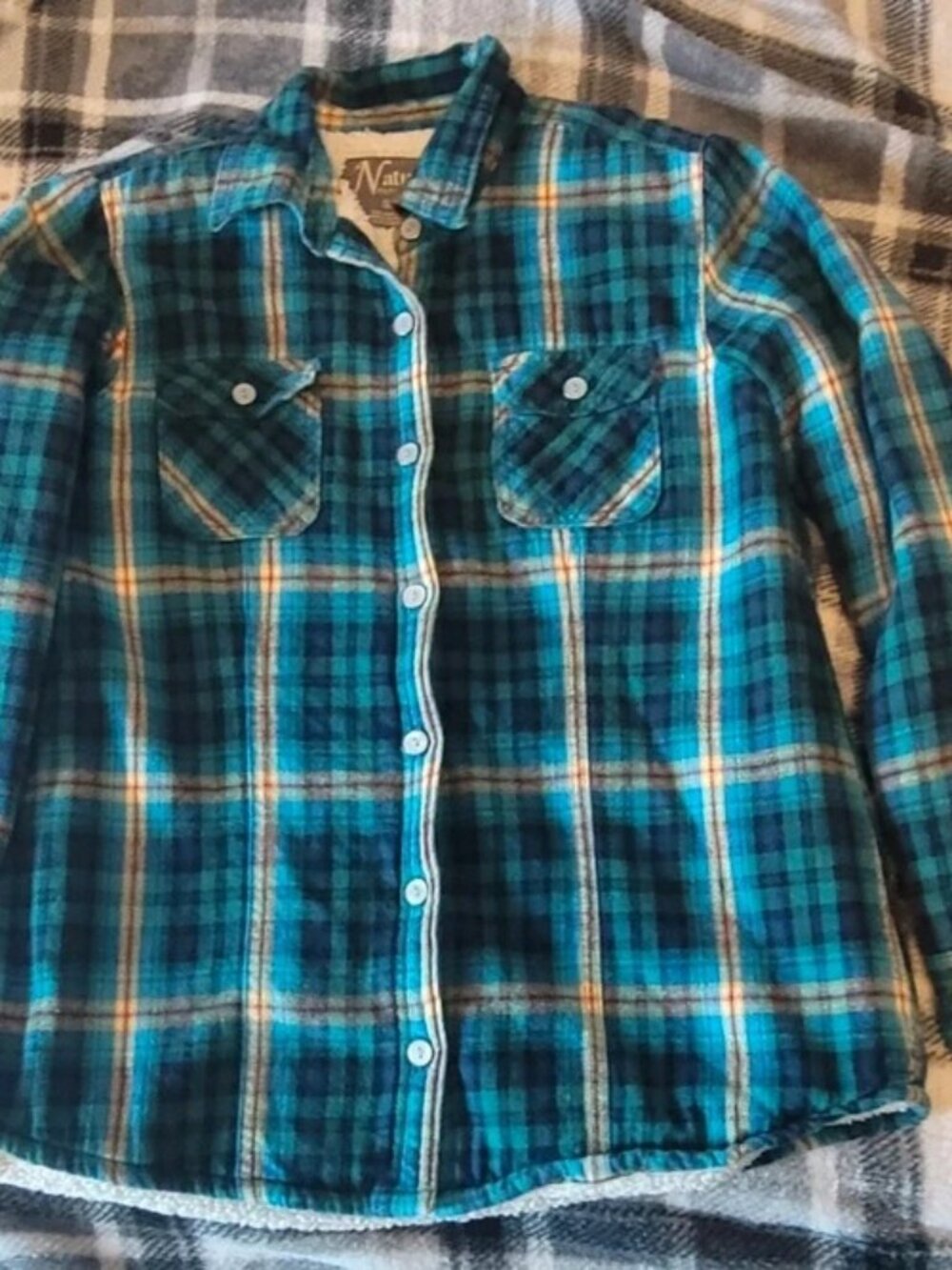 Natural Reflections Women's Sherpa , Fleece, Plaid Shacket Size S/P